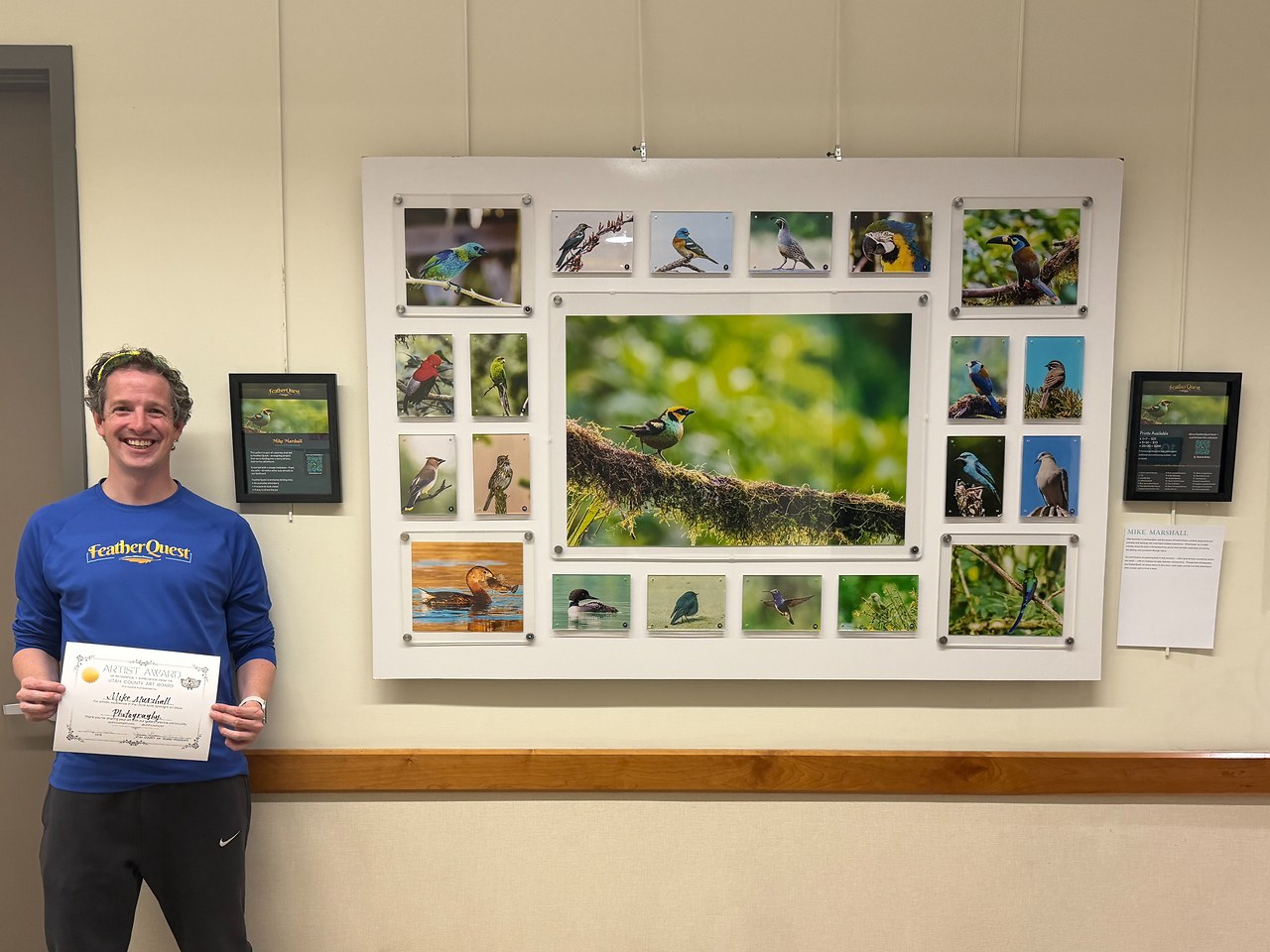 Portable FeatherQuest gallery wall installed in public exhibit space