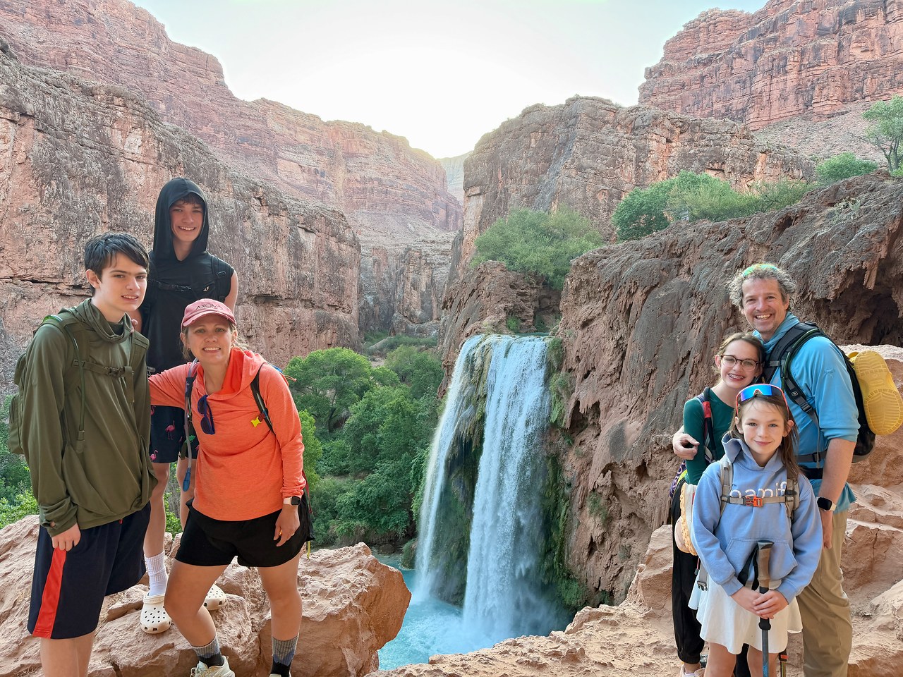Family overlooking Havasu Falls