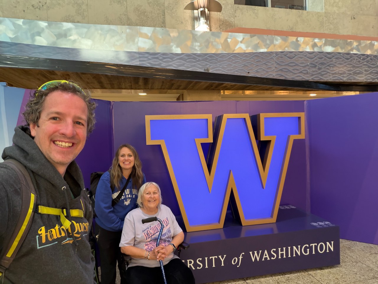 Family celebrating a Pacific Coast Banking School graduation at the University of Washington in Seattle