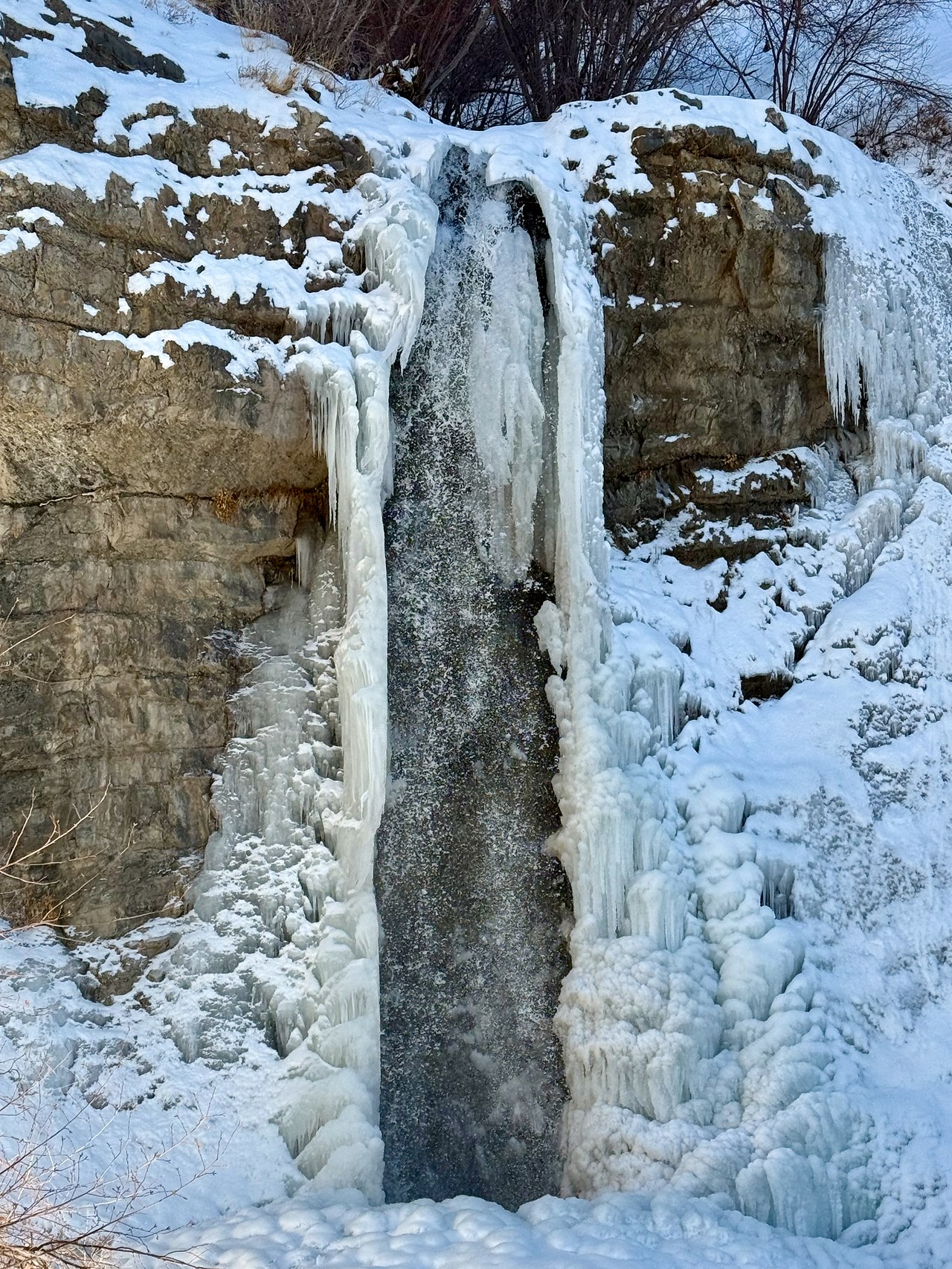 Frozen Battle Creek Falls in winter